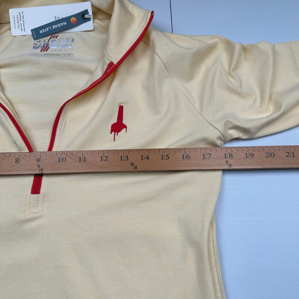 Marine Layer Weekend Sport Top Mens Extra Small Yellow Long Sleeve 1/4 Zip NEW - Picture 10 of 13